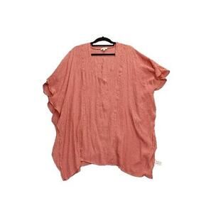 UMGEE S/M Flowing caftan tunic top rayon blend layering Clay Salmon Color